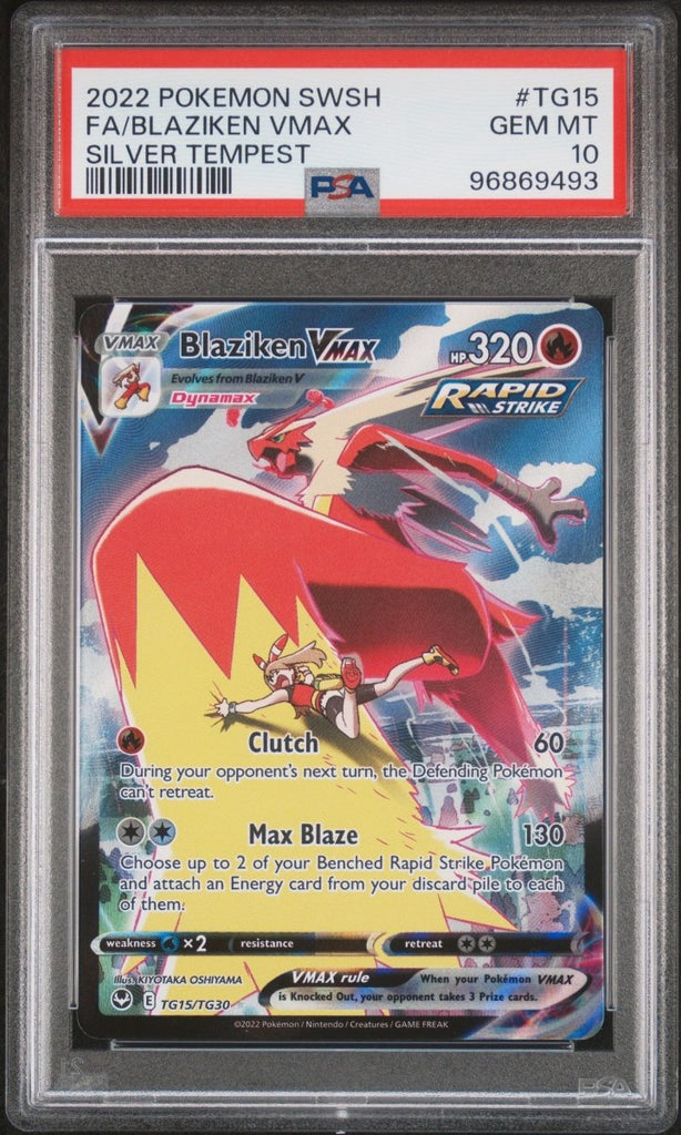 2022 POKEMON SWORD & SHIELD SILVER TEMPEST TG15 FA/BLAZIKEN VMAX SILVER TEMPEST PSA 10 CERT 96869493 - TYRA TCG