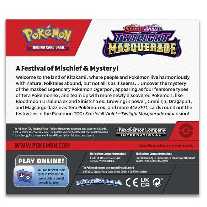 Pokémon Scarlet & Violet SV06 Twilight Masquerade Booster Box - TYRA TCG