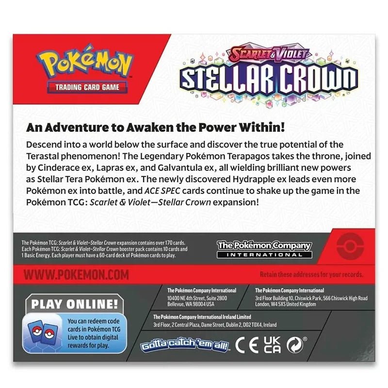 Pokémon Scarlet & Violet SV07 Stellar Crown Booster Box (36 Boosters) - TYRA TCG
