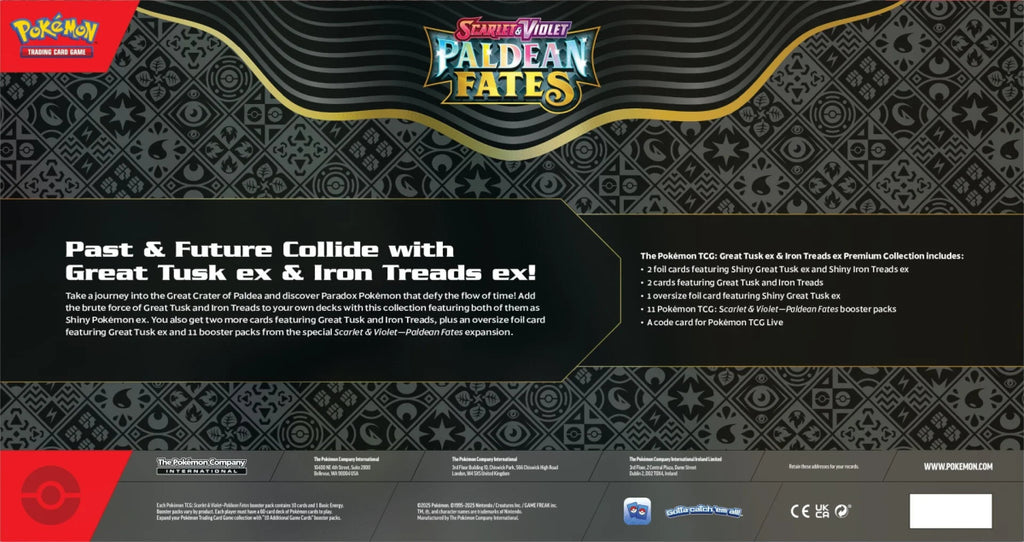 Pokémon Scarlet & Violet – SV4.5 Paldean Fates – Great Tusk ex & Iron Treads ex Premium Collection - TYRA TCG