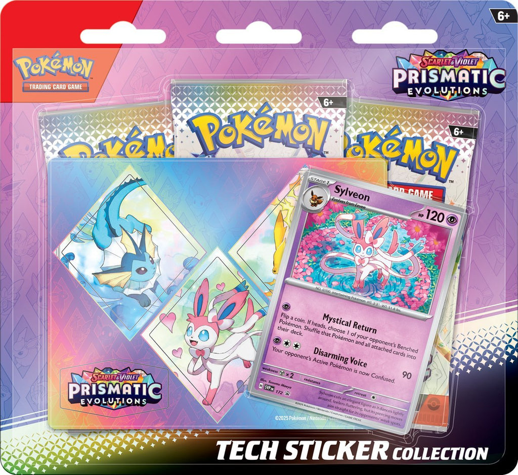 Pokémon Scarlet & Violet – SV8.5 Prismatic Evolutions – Tech Sticker Collection Sylveon (3 Boosters) - TYRA TCG