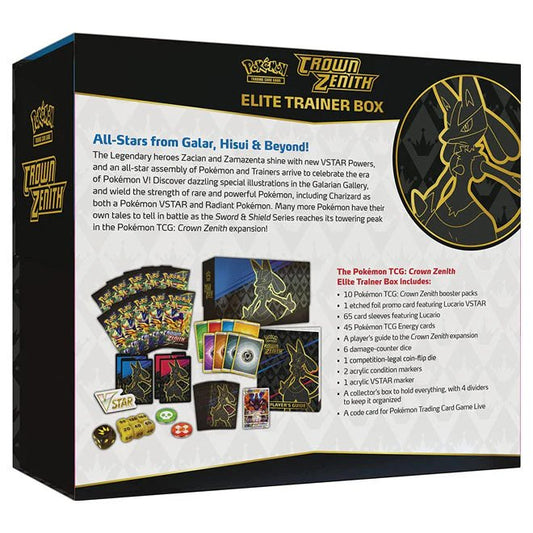 Pokémon Sword & Shield – SWSH12.5 Crown Zenith – Elite Trainer Box Sealed Case - TYRA TCG